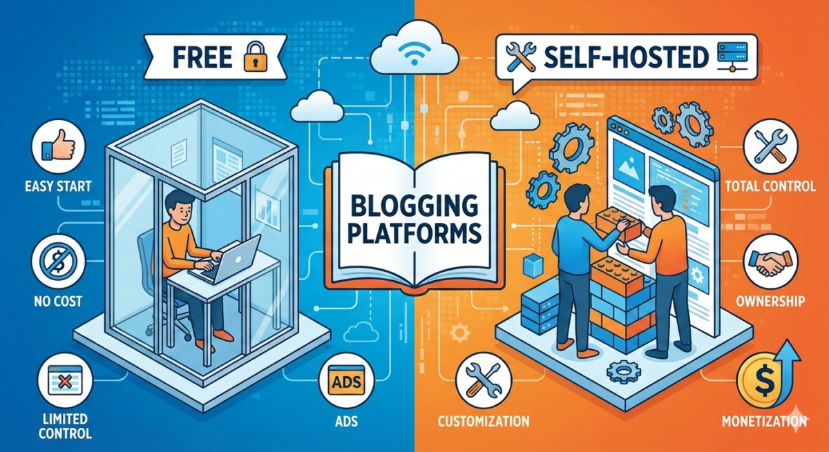 Free Blogging Platforms vs Self-Hosted Blogs: Pros, Cons and Monetization
