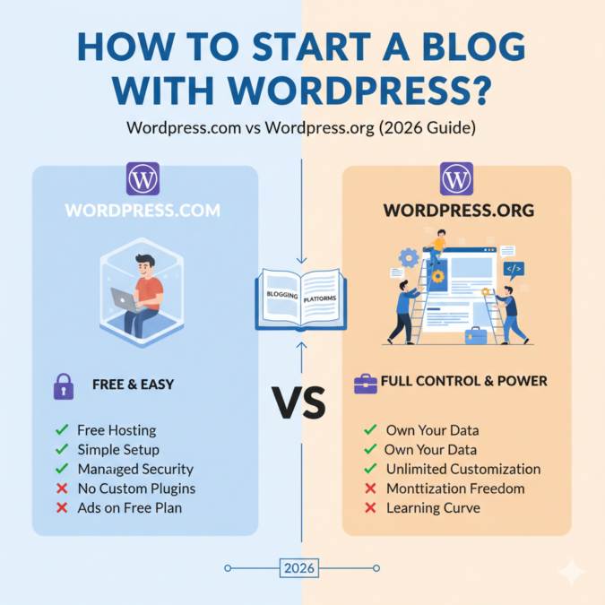 How to Start a Blog with WordPress? WordPress.com vs WordPress.org (2026 Guide)