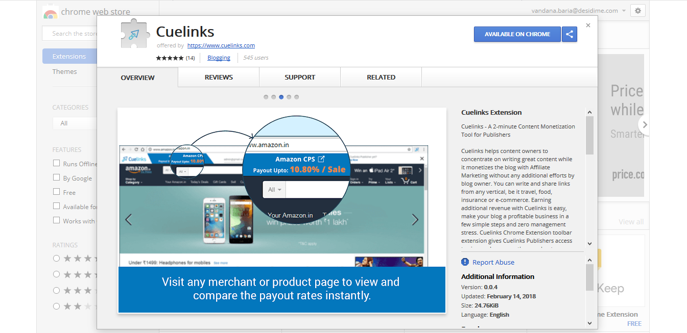 Cuelinks Google Chrome extension