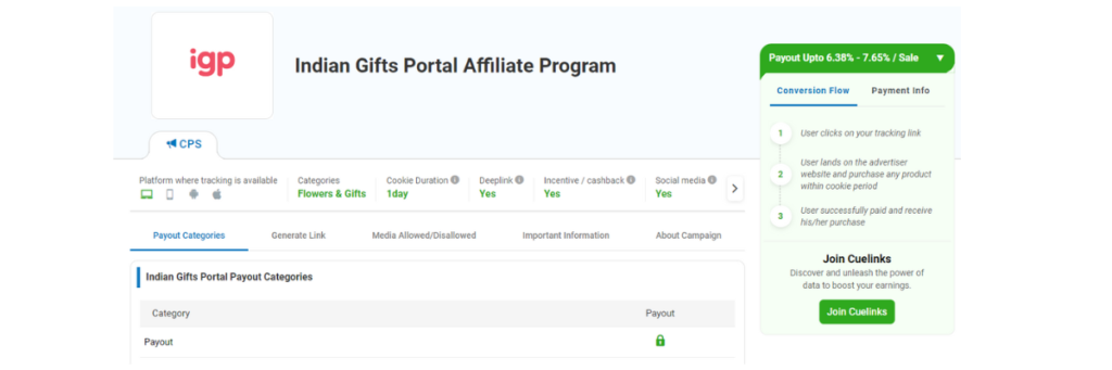 India Gifts Portal (IGP) Affiliate Program 
