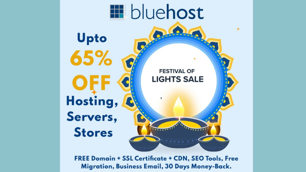 BlueHost Diwali Sale Offers on Web Hosting, Domain & more.