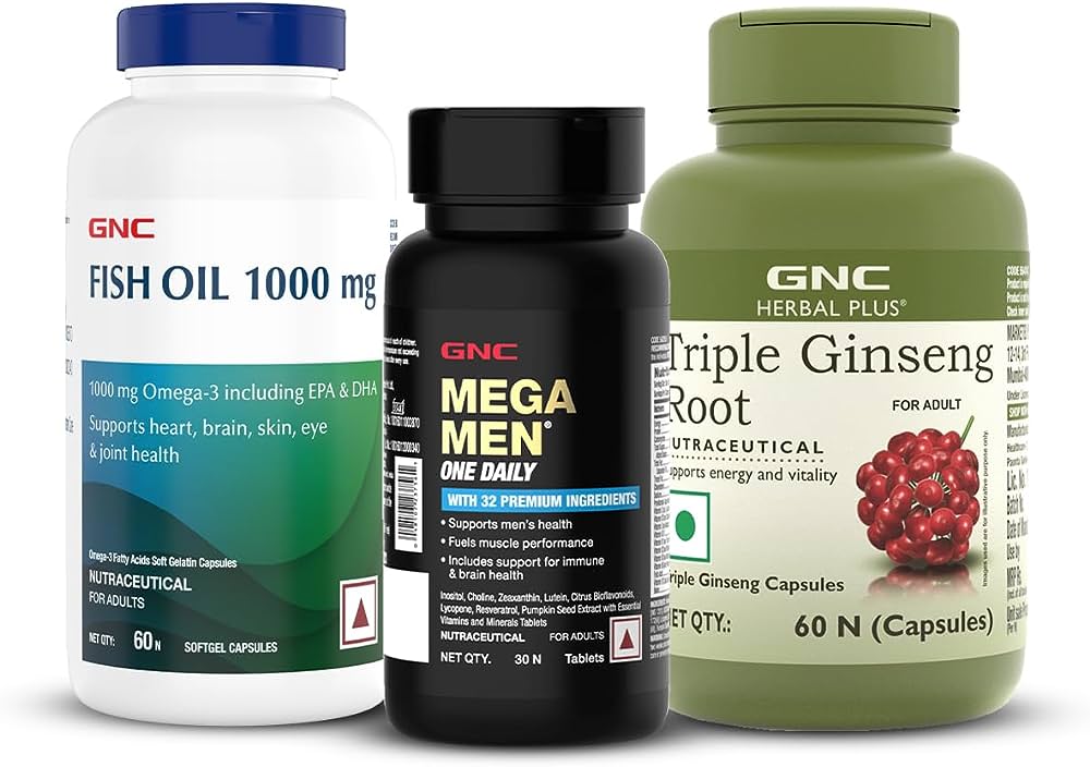 GNC Men's Energy, Immunity & Performance Trio | Multivitamin with 32  Premium Ingredients (30 Tablets), Fish Oil 1000 MG (60 Softgels) & Triple  Ginseng Root (60 Capsules) | Healthy Cholesterol & Energy