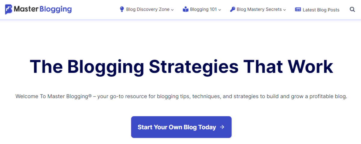 Masterblogging (Blogging & SEO affiliate website example)