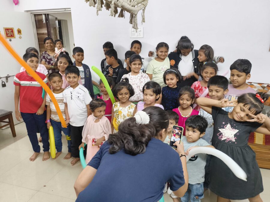 Hena teacher with her students celebrating Children's Day 2024 at her home group tuitions